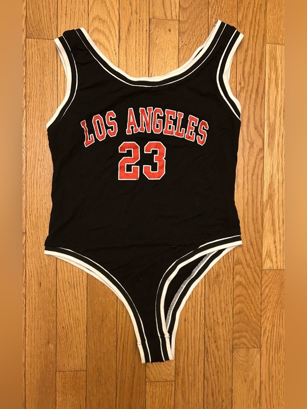 Women’s Sporty “Los Angeles 23” Cotton Basketball Jersey Style Bodysuit Size Lar